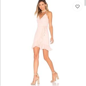 LOVERS & FRIENDS Gigi Ruffle Wrap Dress in Blush; size Small